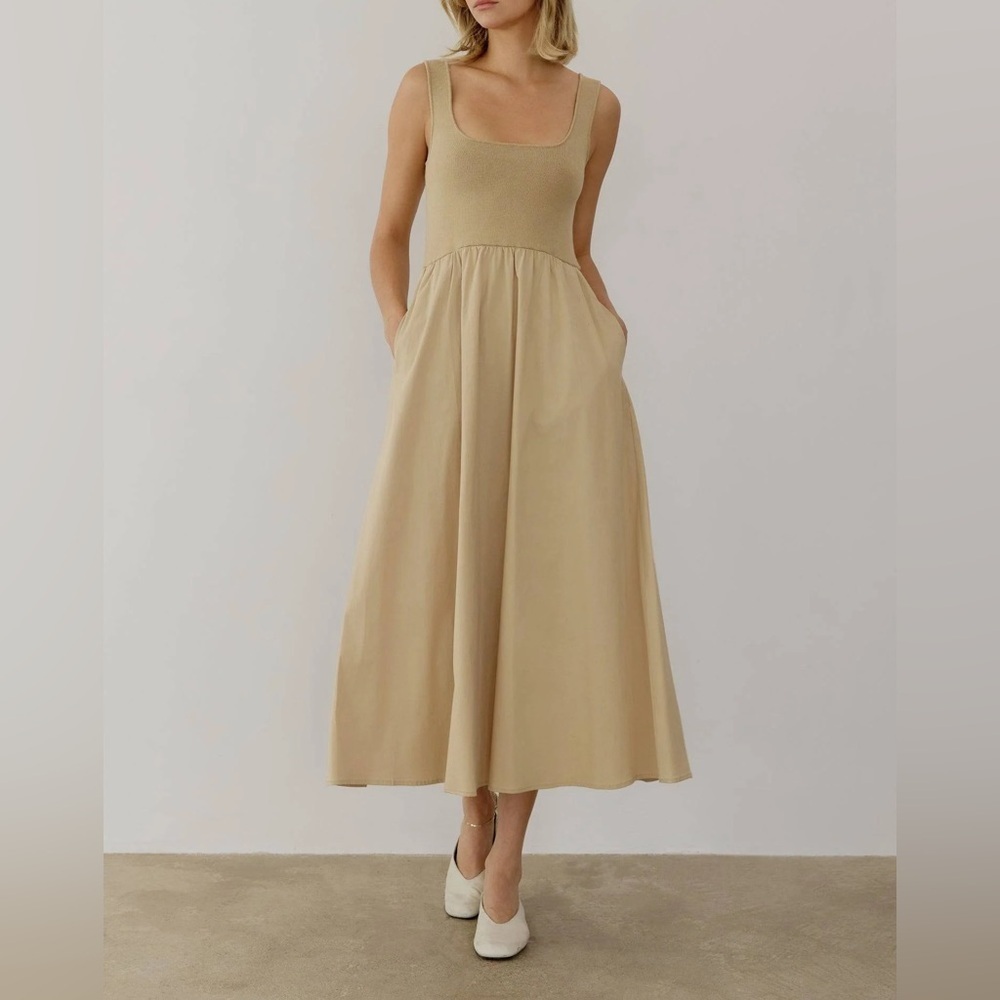 All:Row Lucinda Maxi Dress in Khaki .  All Row - Picture 7 of 7